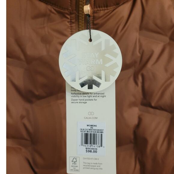 NWT Calia By Carrie Underwood Women's Cold Dash Run Vest Brown XS - Picture 7 of 10